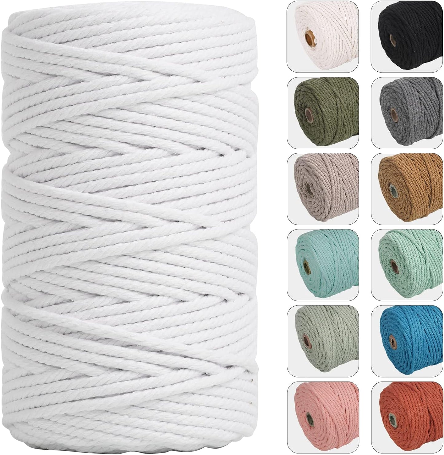 4Mm 109Yards Macrame Cord Natural Color Cotton Rope for Wall Hanging, Plant Hangers, Crafts, Knitting