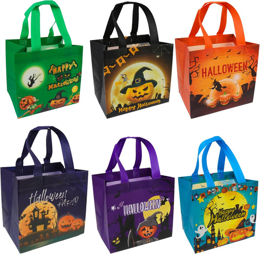 Halloween Trick or Treat Bags, Halloween Candy Tote Bags with Handles, Reusable Halloween Non-Woven Gift Bags for Halloween Party Supplies Favors