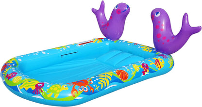 My First Water Slide and Splash Pool with Sprinkler, 98" X 59" X 24" Inflatable Outdoor Slide and Pool for Kids