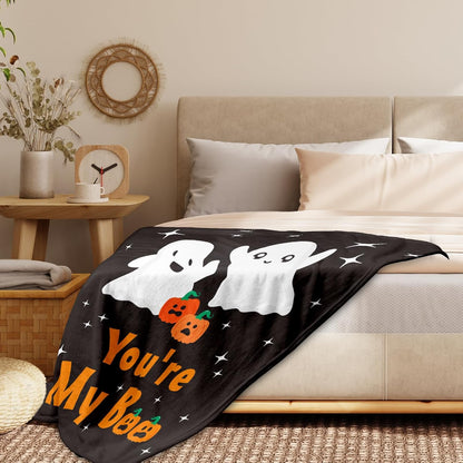 Halloween Throw Blanket for Women Men Spooky Basket Stuffers Blanket for Boyfriend Girlfriend Couple Fall Decorations Throw Blanket for Wife Husband Christmas Valentine Bedding Gifts for Her 60"X 50"