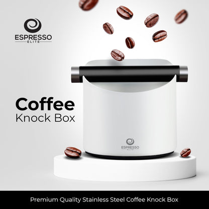 White Knock Box   Premium Stainless Steel Coffee Knock Box with Non Slip Base