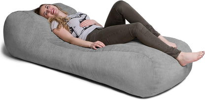 Arlo Chaise Lounger Foam Bean Bag Chair - Premium Chenille, Beige