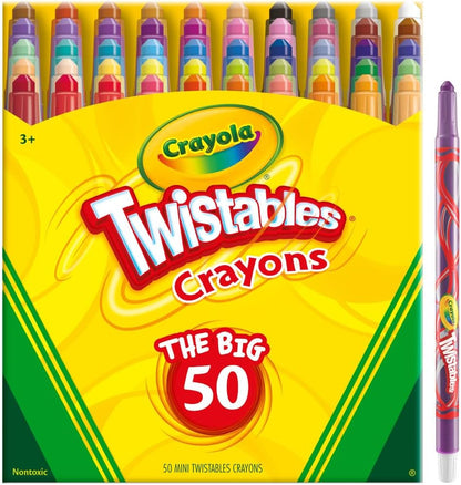Mini Twistables Crayons (50Ct), Kids Art Supplies for Back to School, Coloring Set, Toddler Crayons for Coloring Books