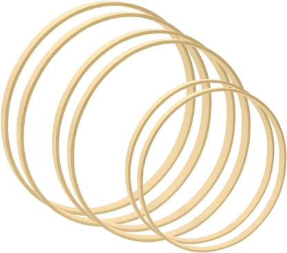 6 Pack 3 Sizes (8, 10 & 12 Inch) Bamboo Floral Hoops, Wooden Wreath Rings for Making Wedding Wreath Decor and Wall Hanging Crafts