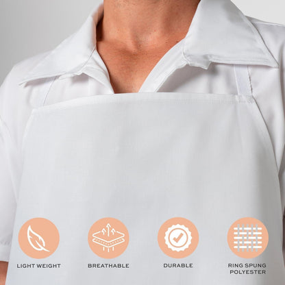 White Classic White Aprons for Adults   Commercial Chef Apron Kitchen Aprons