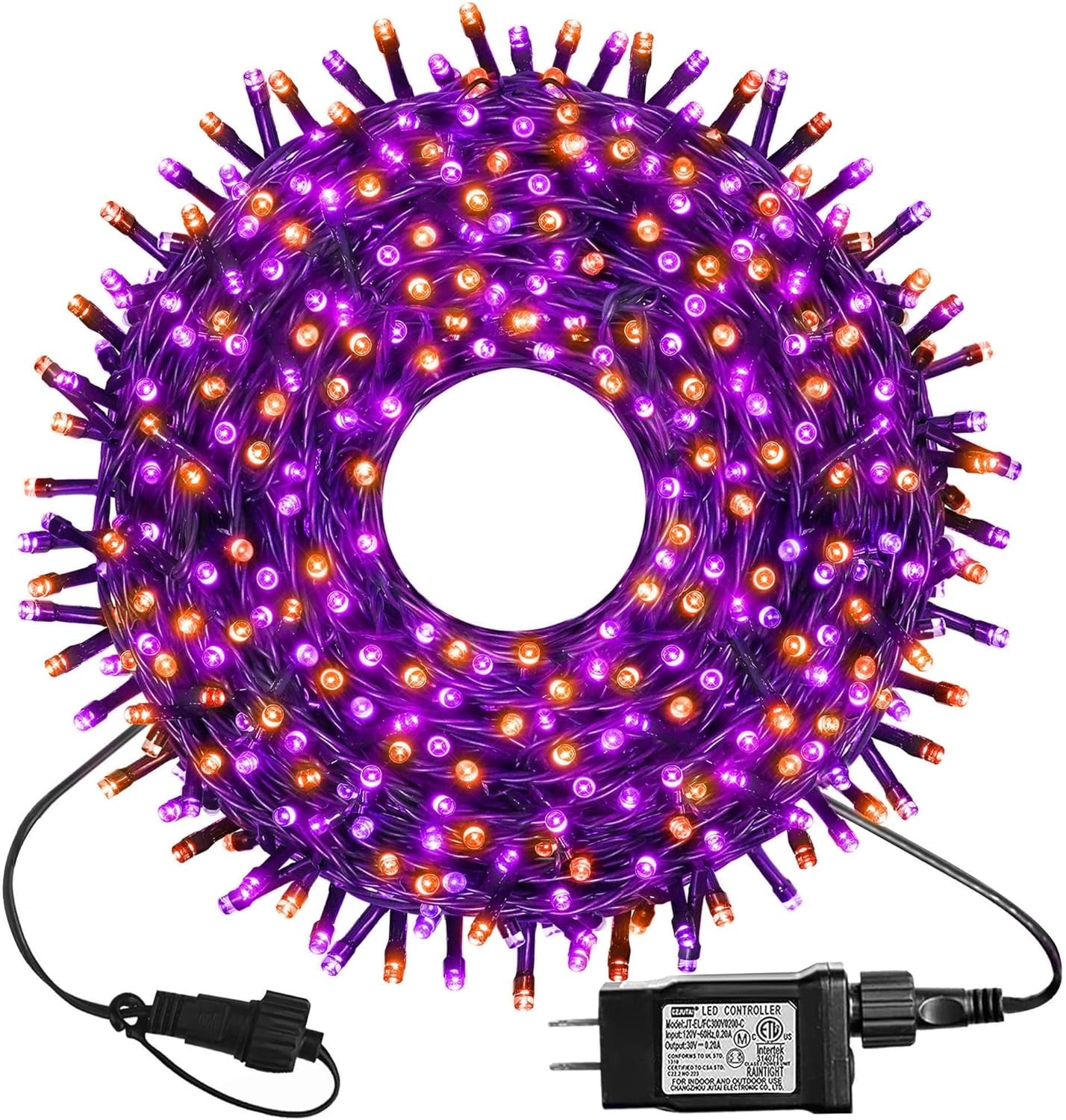 300 LED Purple Halloween Lights, 99FT Connectable 8 Lighting Modes Plug in Fairy Lights, Waterproof for Outdoor, Halloween Christmas Wedding Party Garden Decorations (Purple