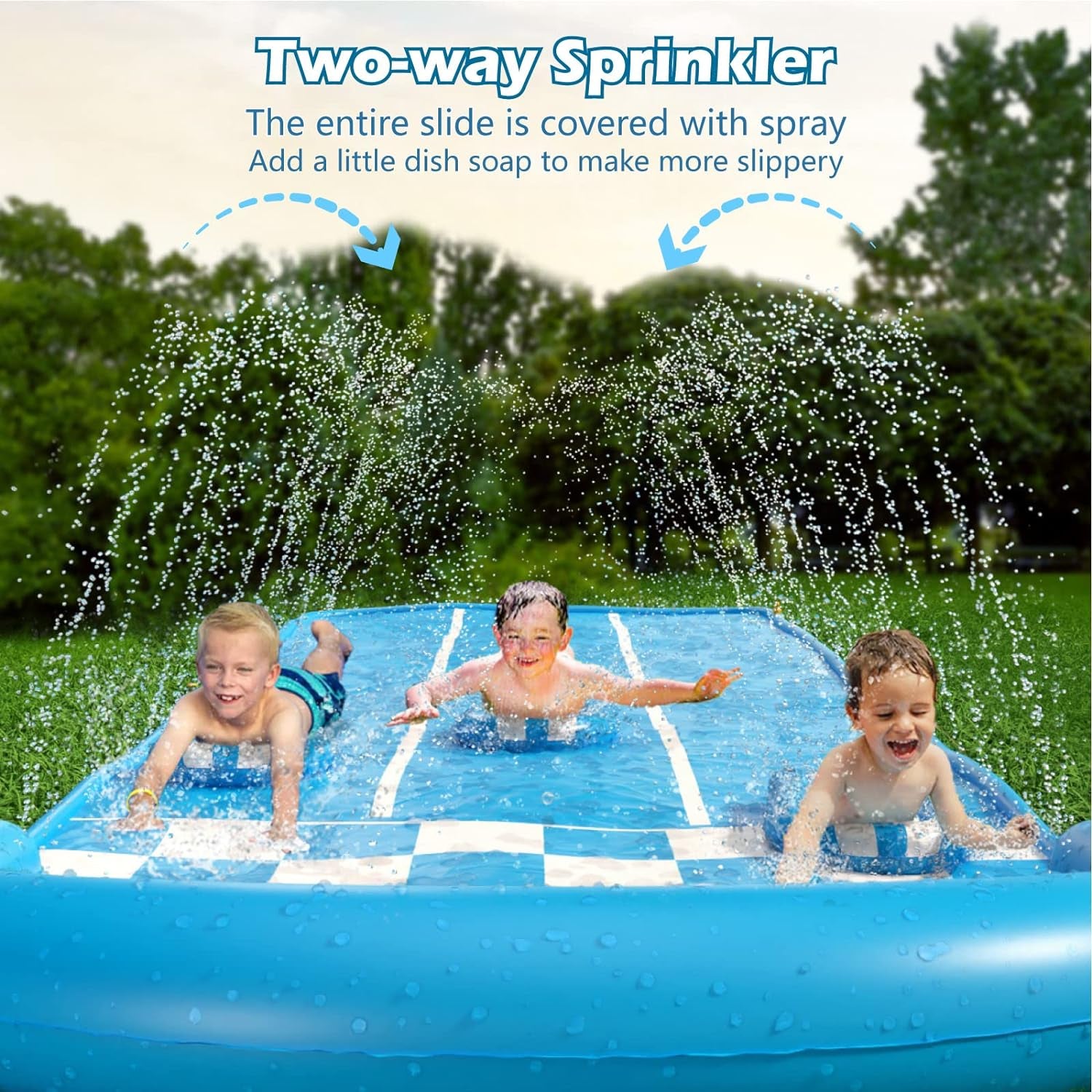 Slip and Slide Lawn Toy - Lawn Water Slides Summer Slip Waterslide for Kids Adults 20Ft Extra Long with Sprinkler N 3 Bodyboards Backyard Games Outdoor Splash Water Toys outside Play Park