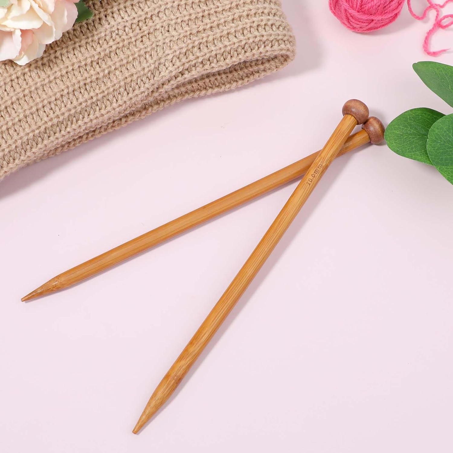 2Pcs Bamboo Knitting Needles 10-Inch Long Wooden Knitting Needles Knitting for Beginners Sock,Scarf,Handmade DIY Knitting & Crochet Supplies(9/10Mm)