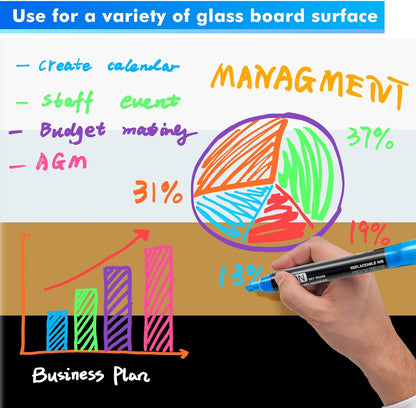 Dry Erase Markers Fine Tip, Glass Board Markers for Glass Dry Erase Board, Window, Acrylic, Planning Board, 1Mm Fine Points, 8 Bold Colors