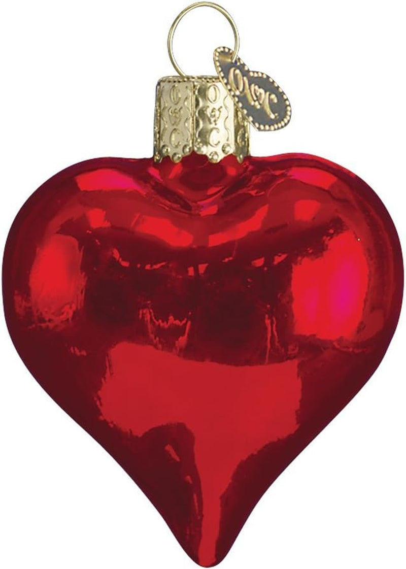 Ornaments Shiny Red Heart Glass Blown Ornaments for Christmas Tree