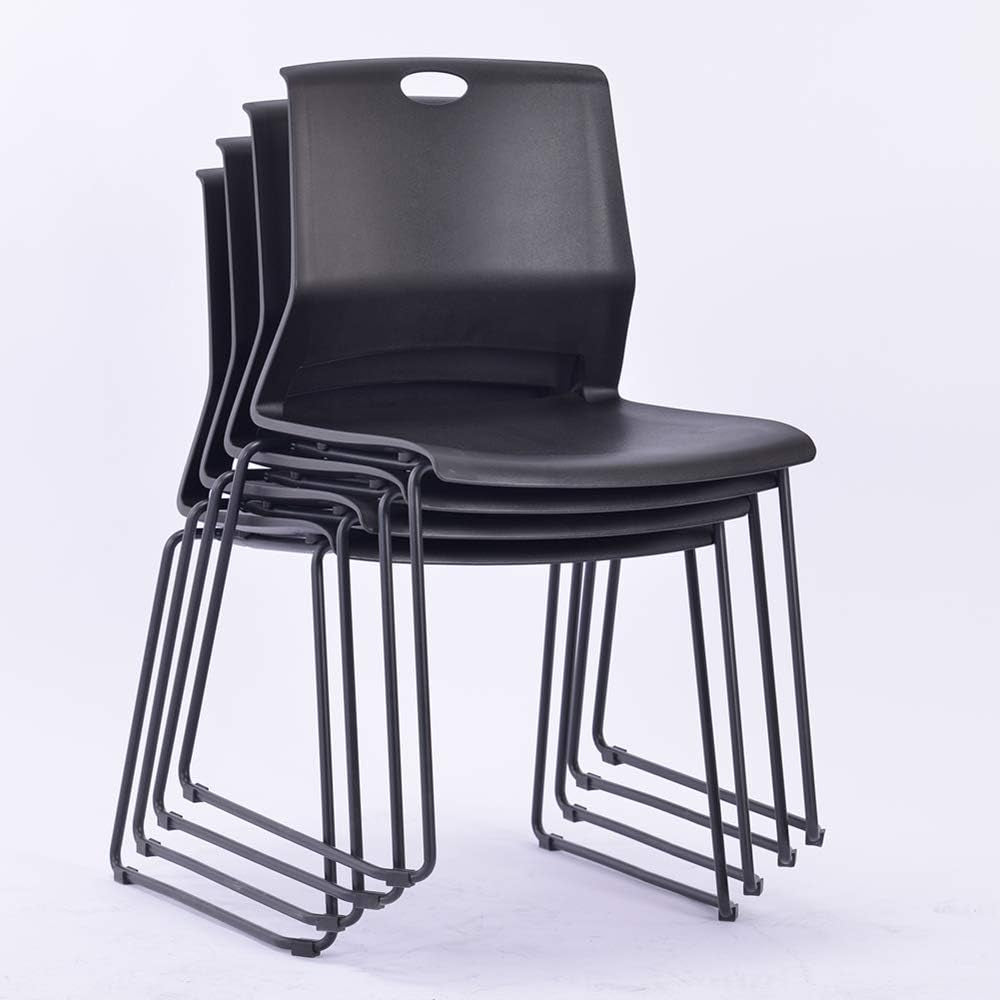 Stacking Chairs Stackable Waiting Room Chairs Conference Room Chairs-Black (Set of 4)