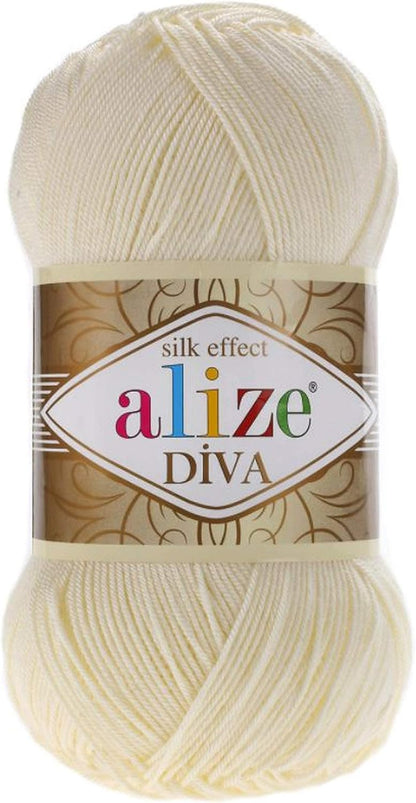 Diva Silk Effect 100% Microfiber Acrylic Yarn 1 Ball Skeins 100Gr 383Yds Color (361 - Navy)