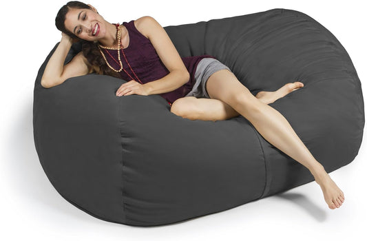 5.5 Ft Bean Bag Loveseat, Charcoal