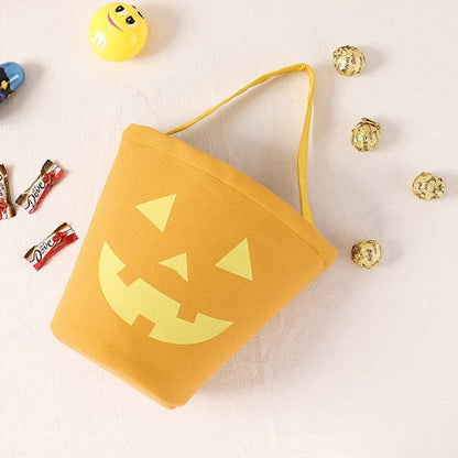 Halloween Trick or Treat Bag, Pumpkin Canvas Candy Tote Bucket Multipurpose Portable Collapsible Reusable Goody Bucket - Best Halloween Party Gifts