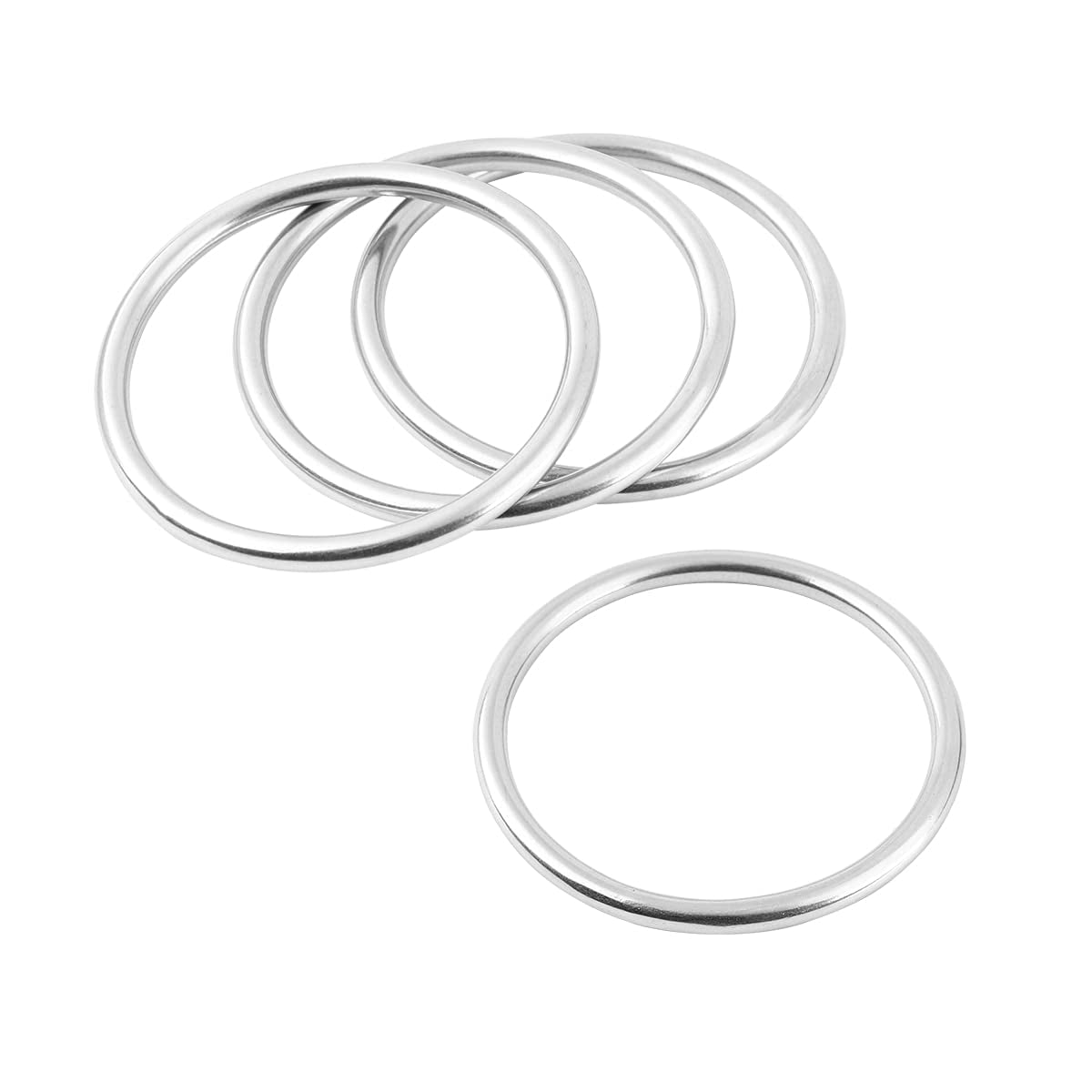 3" Seamless Metal O Ring, 4 Pack 304 Stainless Steel Rings Load 440Lbs, Solid, Heavy Duty Multi-Purpose Metal O-Ring for Macrame,Dog Leashes