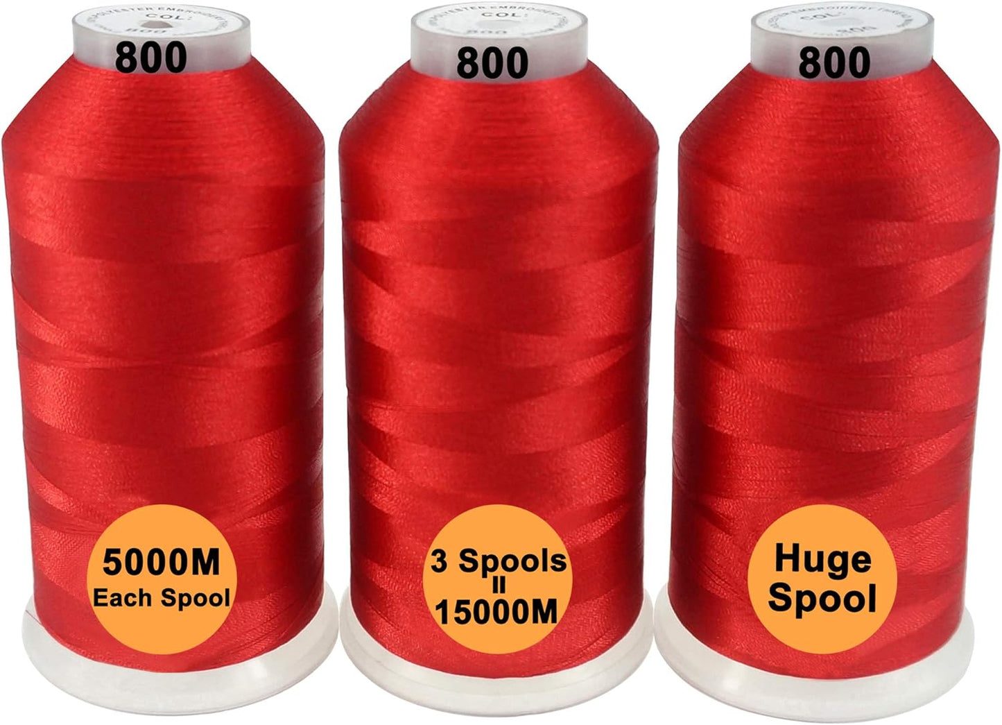 Polyester Embroidery Machine Thread Assorted Color Packs - 40 Options - 5000M Spool - for All Embroidery Machines