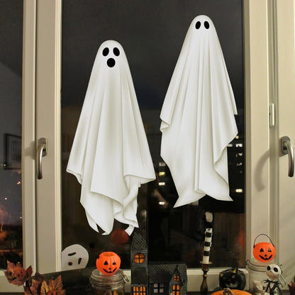 Halloween Decorations Window Clings Decor, Large White Ghosts Silhouette Halloween Window Decals Indoor, School Home Office Party Supplies for Glass Windows, 3 Sheets