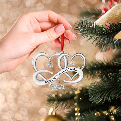 Engagement Ornament 2024 Engaged Christmas Ornament 2024 First Christmas Engaged Ornament 2024 Christmas Decoration, Married 1St Year Wedding Gifts Metal, Bridal Shower Gift for Newlywed Couple