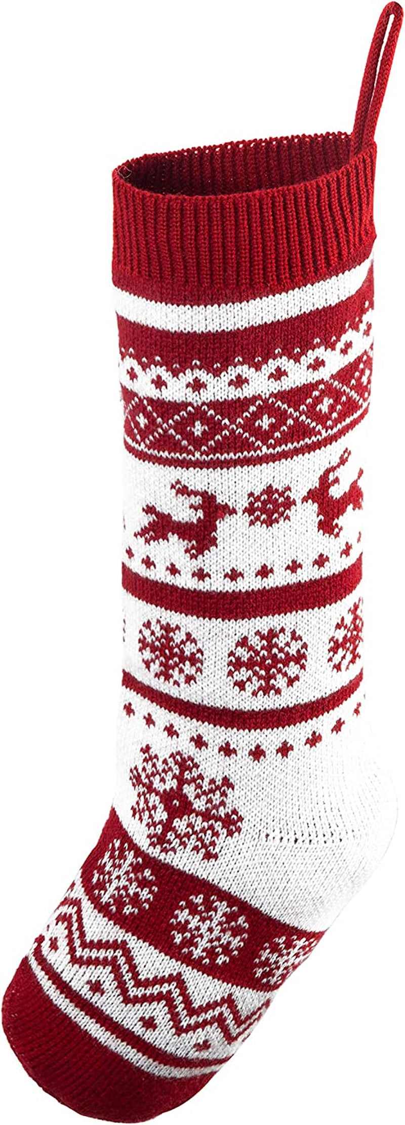 6 Pack 18" Knit Christmas Stockings, Large Rustic Yarn Xmas Stockings for Family Holiday Decorations