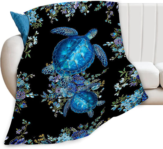 Sea Turtle Blanket for Girls Women Super Soft Cozy Warm Ocean Sea Turtle Decor Throw Blanket Fuzzy Plush Fleece Bedding Blanket Sea Turtle Gifts for Bed Girls Kids Adults 50"X60"