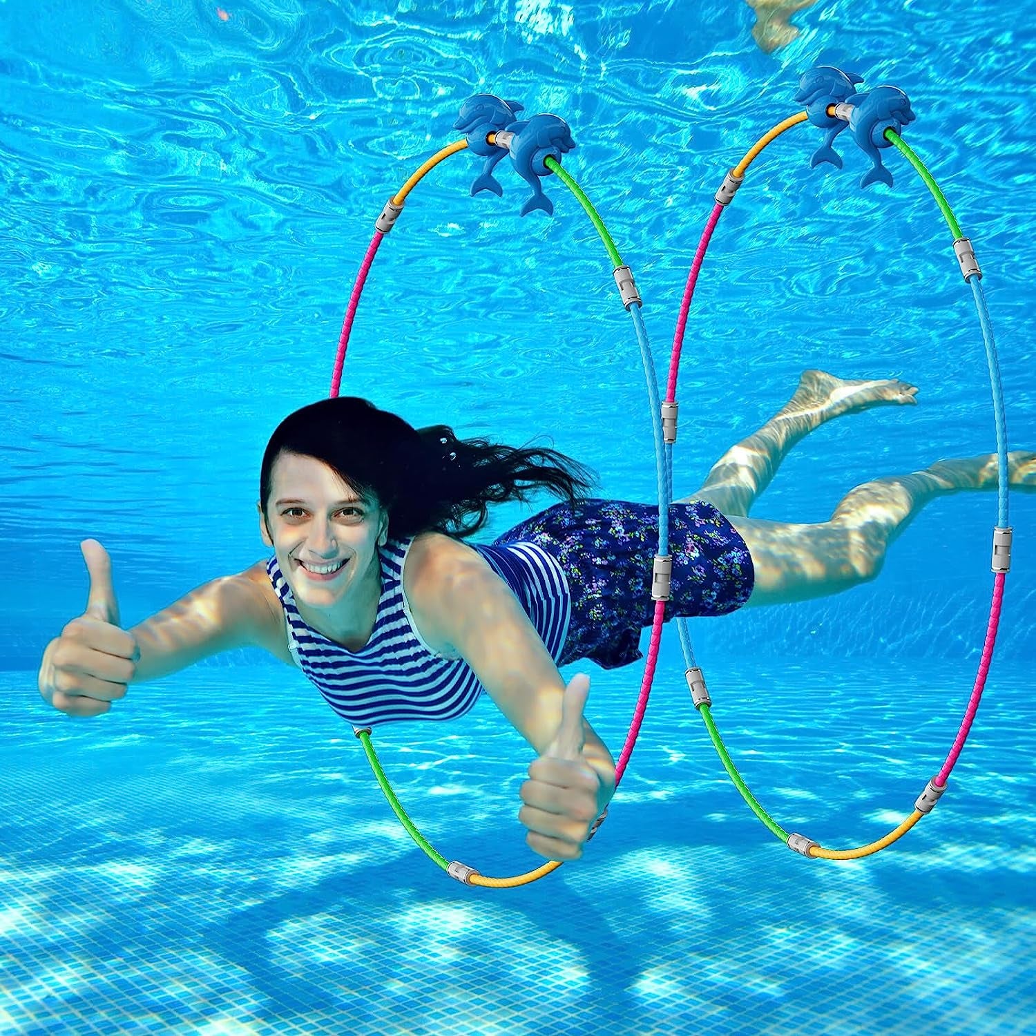 Pool Ring, 2-Pack, Underwater Sports Swim Thru Rings for Kids, Ideal Pool Games Toy for Kids Aged 5, 6, 7, 8, 9, 10, 11,12