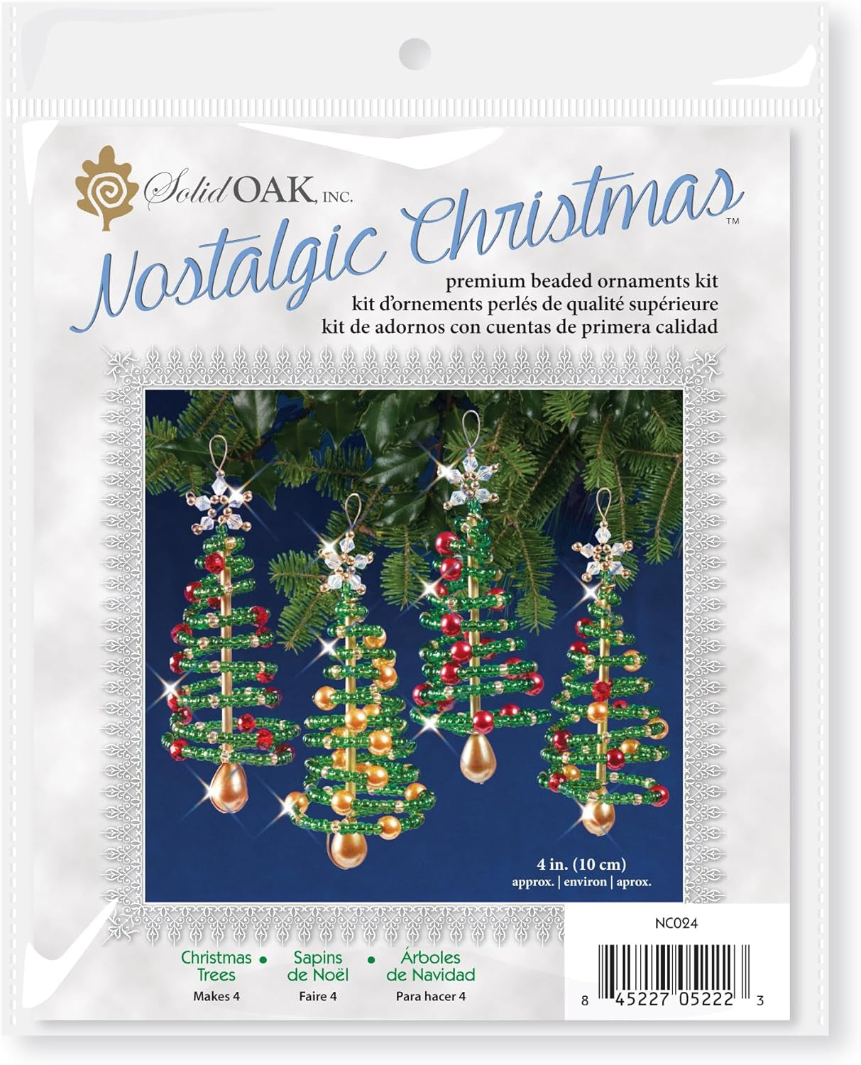 Beaded Ornament KIT, Christmas Tree Makes 4