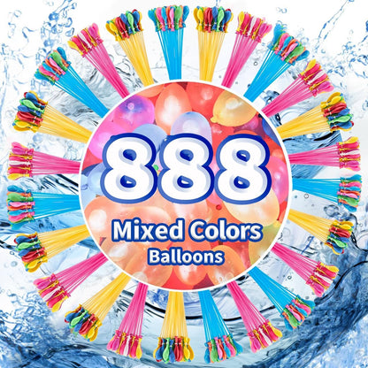 Water Balloons 888 Pack Water Balloons Quick Fill for Kids Girls Boys and Adult, Swimming Pool Outdoor Used for Water Fight Game, Summer Fun Party Toys