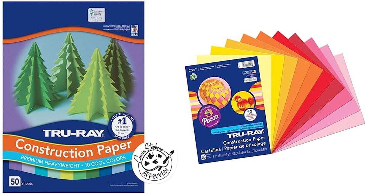 Construction Paper P103031, 10 Classic Colors, 9" X 12", 50 Sheets