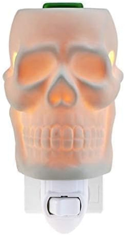 Skull Wax Warmer Plug in for Home Décor, Wax Warmer Night Light, Home Fragrance Diffuser, Bas-Relief Craft, 360 ° Rotatable 3-Prongs Plug, No Flame, with One More Bulb, Skull