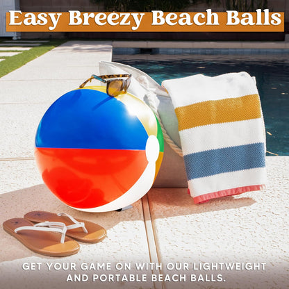 4-Pack 20" Beach Balls - Large Rainbow Beach Ball Inflatable Pool Toys for Party Supplies Decorations, Adults Kids Birthday Luau Summer Beach Water Games Beachball Party Favors