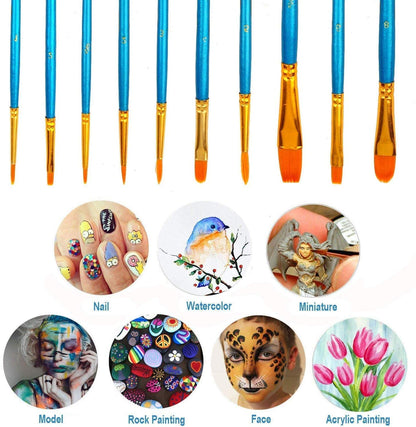 Acrylic Paint Brushes Set, 20Pcs round Pointed Tip Artist Paintbrushes for Acrylic Painting Oil Watercolor Canvas Boards Rock Body Face Nail Art, Halloween Pumpkin Ceramic Crafts Supplies