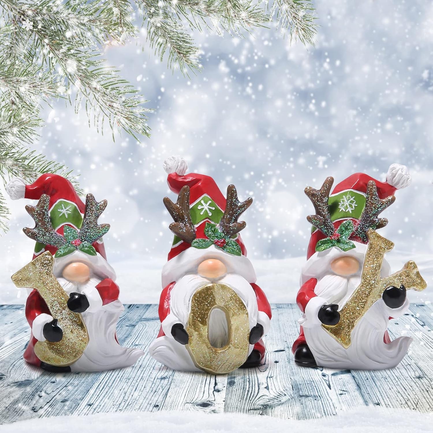 Christmas Joy Gnomes Decorations Indoor Home Decor Christmas Antlers Gnomes Figurines Table Decorations Cute Christmas Gnomes Gifts (Christmas Red Joy Gnome)