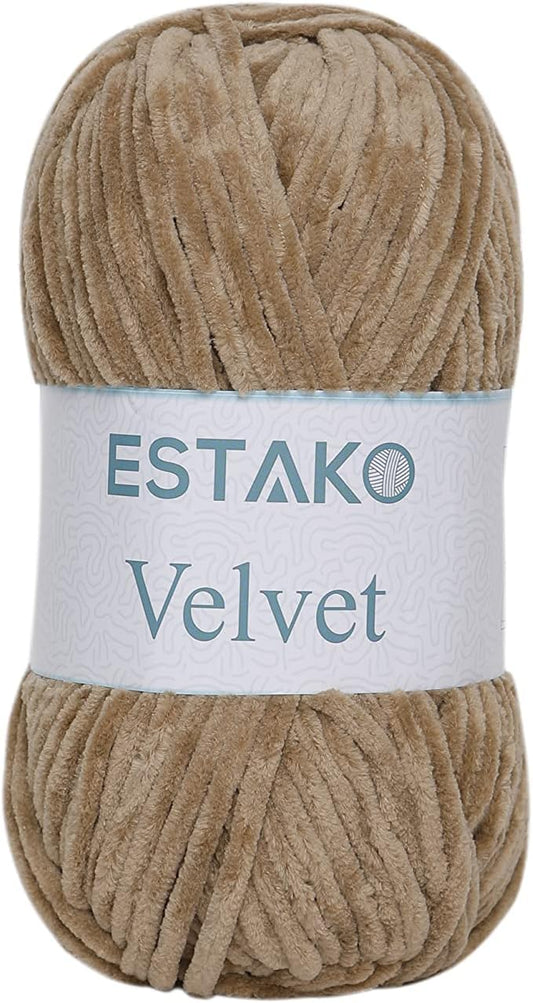 Velvet Chenille Blanket Amigurumi Yarn for Crocheting and Knitting Super Bulky 100 Gr (132 Yds) (1430 - Camel)