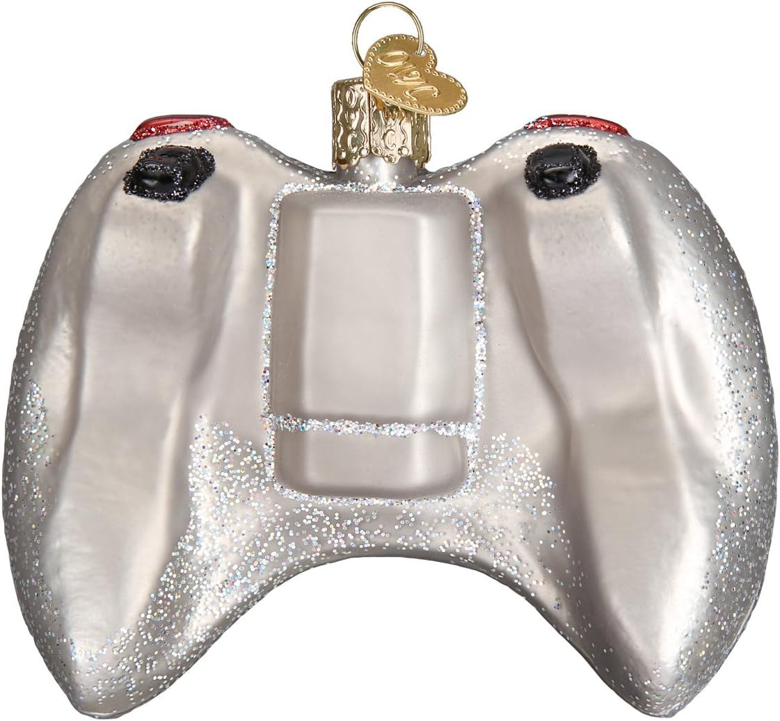 Ornaments: Video Game Controller Glass Blown Ornaments for Christmas Tree (44094), Glitter Multi