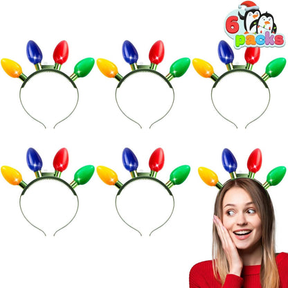 Christmas LED Headband Light up Bulb with 4 Colorful LED Bulbs for Adults Christmas Party Supplies Xmas Accessories