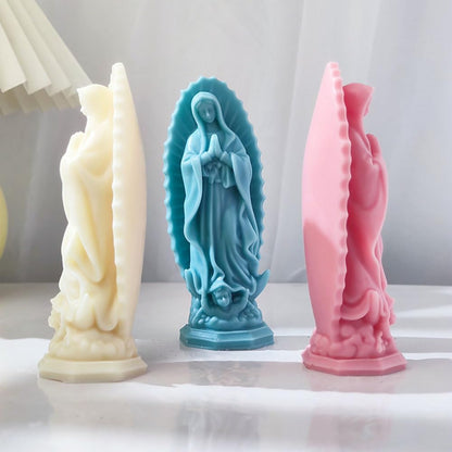 Religious Virgin Mary Statue Silicone Mold Virgin Mary Candle Molds for Candle Making Supplies Wax Tools Virgen Maria Candle Mold Silicone Molds for Resin Concrete Plaster Epoxy Molds Home Decor