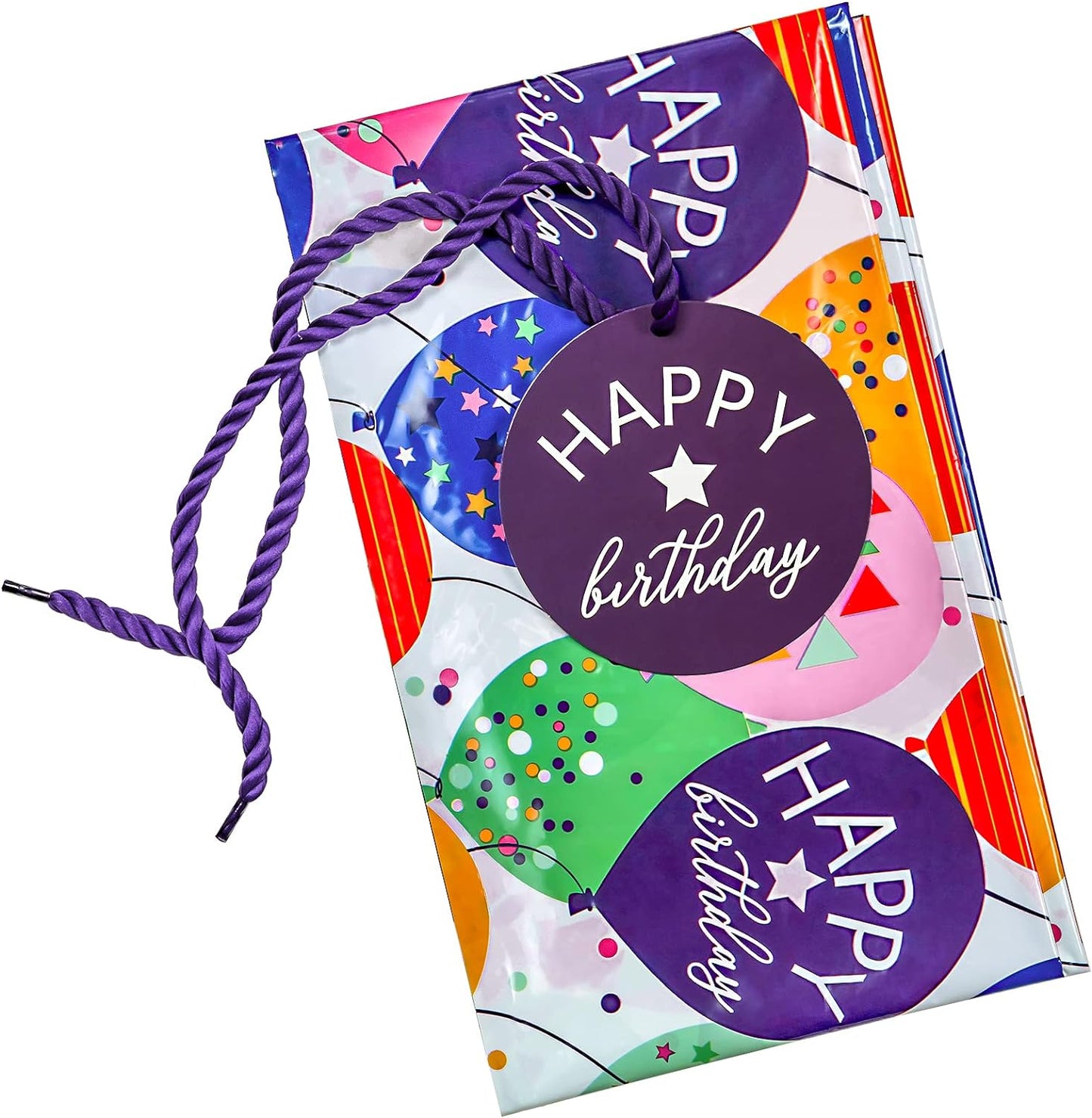 56" Large Birthday Plastic Gift Bag - Colorful Balloon with Confetti Design for Kids Birthdays, Parties or Celebrating - 56" H X 36" W