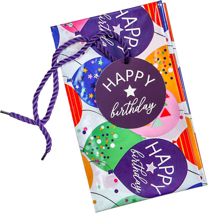 56" Large Birthday Plastic Gift Bag - Colorful Happy Birthday Lettering and Stars Design for Kids Birthdays, Parties, Celebrating, or Any Occasion - 56" H X 36" W