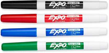 86074 Low-Odor Dry Erase Markers, Fine Point, Assorted Colors, 4-Count