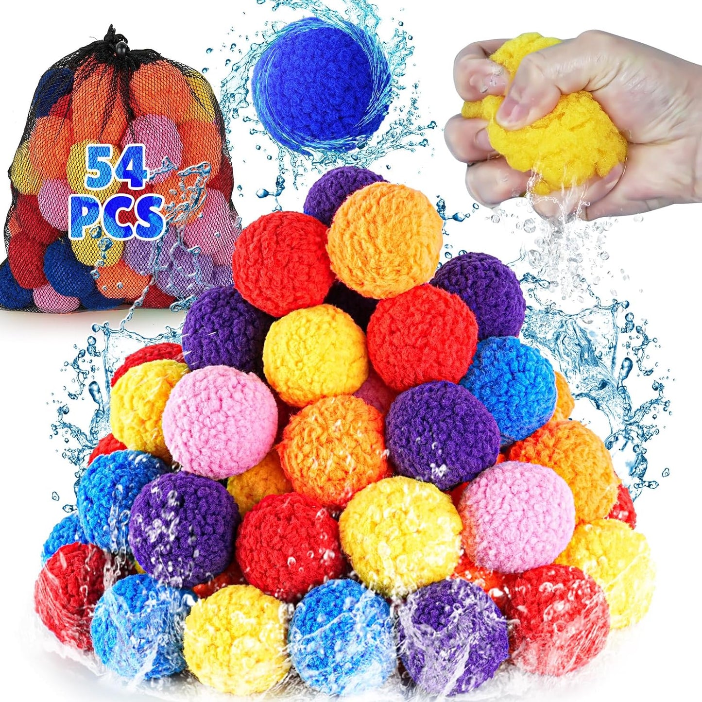 60 Pcs Water Balls Reusable Water Balloons for Kids Outdoor Games & Toys, Summer Water Toys outside Water Play Splash Balls for Pool Backyard Lawn Beach Fun Games