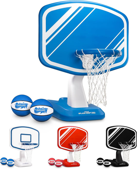 Splash Hoop Swimming Pool Basketball Game, Includes Poolside Water Basketball Hoop, 2 Balls and Pump – Choose Your Style