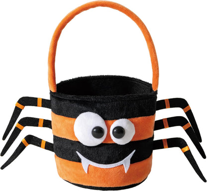 Halloween Trick or Treat Bag, Spider Plush Candy Tote Bucket Multipurpose Portable Collapsible Reusable Goody Bucket - Best Halloween Party Choice