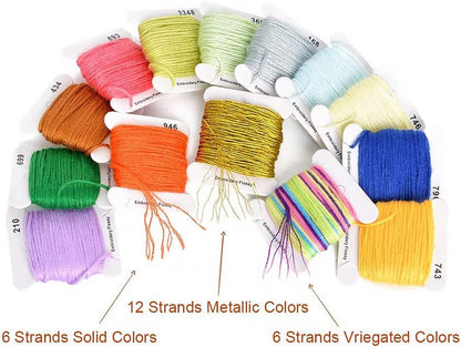 Friendship Bracelet String Kits with Organizer Storage Box, 110 Colors Embroidery Floss 52Pcs Cross Stitch Tools-Labeled with Embroidery Thread Numbers for Bobbins Great Production Gift