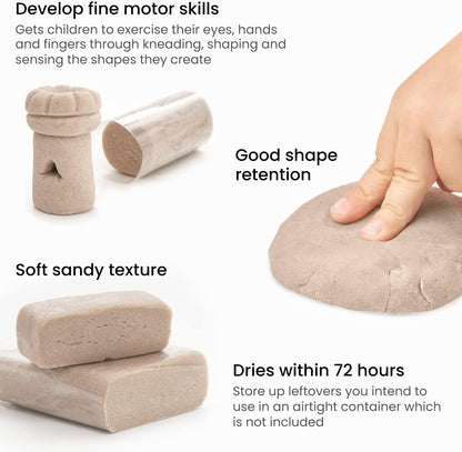 Air-Dry Modeling Clay Kit, 2 X 0.8-Oz Packs, Handprint and Baby Footprint Kit, Paw Print Keepsake, with Sandy Clay Tools and Accessories for Kids’ Crafts and Sensory Play