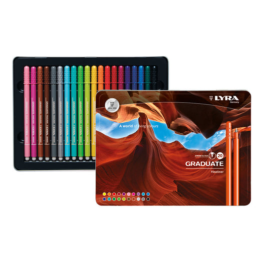Graduate Fineliner Marker Set Tin, Assorted Colors, 20 Pieces