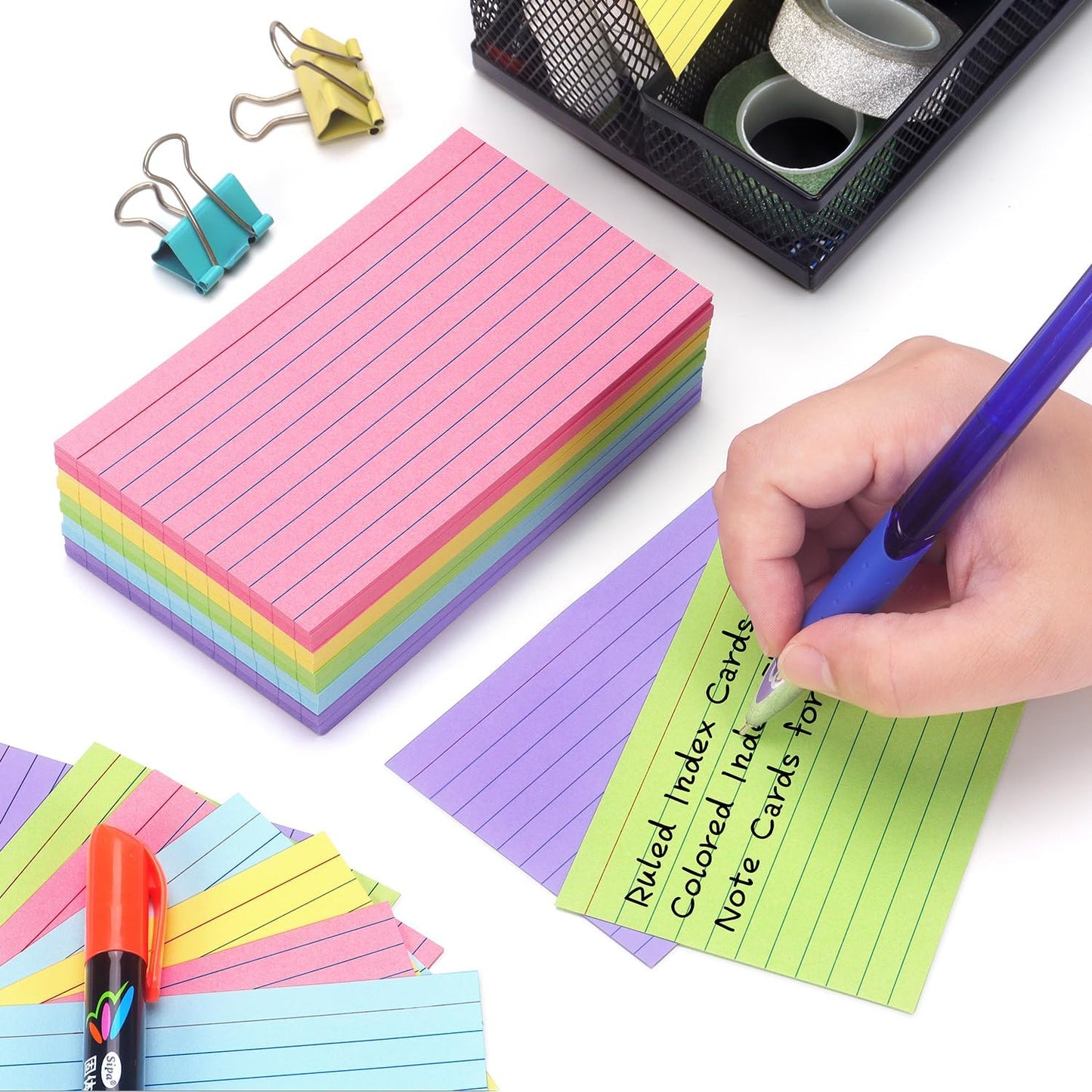 Ruled Index Cards Pastel Colored Index Flash Cards Note Cards for School, 200-Count, Home and Office Flashcards, 3 X 5 Inch