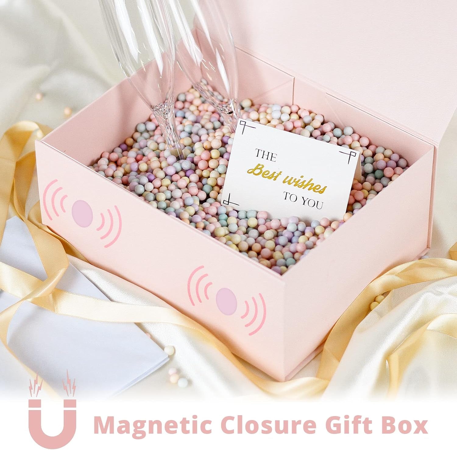 Glod Gift Box,9" X 7" X 4" Gift Box with Lids for Presents Magnetic Closure for Gift Packaging,Glod Gift Box for Christmas,Thanksgiving, Birthday Gift Box and Christmas Gift Box,Glod with Ribbon