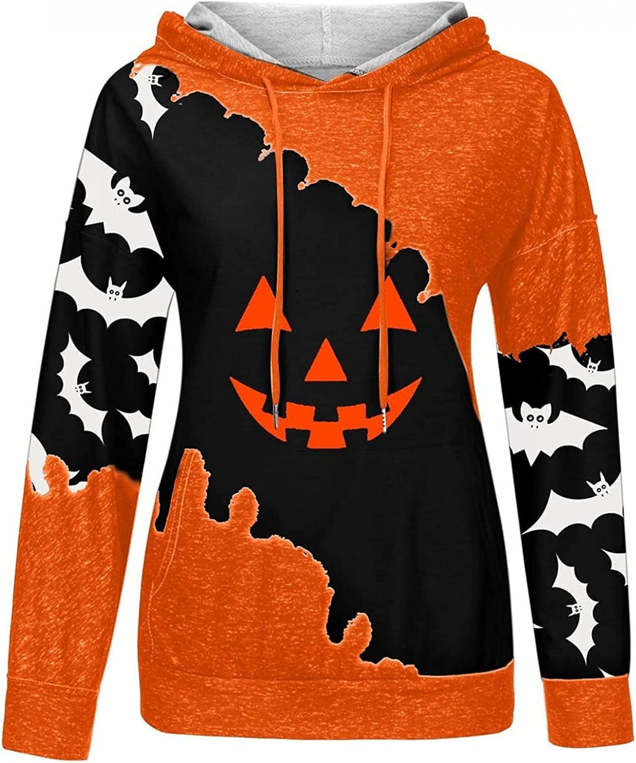 Halloween Hoodie for Women 2024 Scary Pumpkin Printed Long Sleeve Sweatshirts Pullover Cute Costumes with Pockets