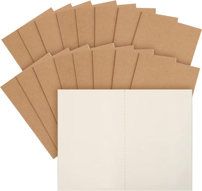 24 Pack Kraft Notebooks, Journals in Bulk for Writing, Blank Paper Sketchbooks, 60 Pages Composition Notebook, 8.3X5.5 Inch, A5 Size, Travel Journal Set, for Gifts, Students and Office Supplies
