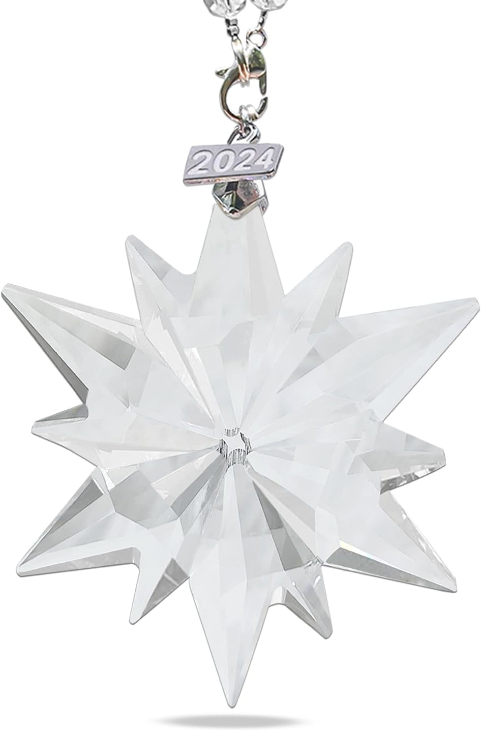 2024 Annual Christmas Ornaments Crystal Snowflake Star, Sparkly Crystal Ornaments for Christmas Tree, Beautiful Christmas Ornaments for Women Girls